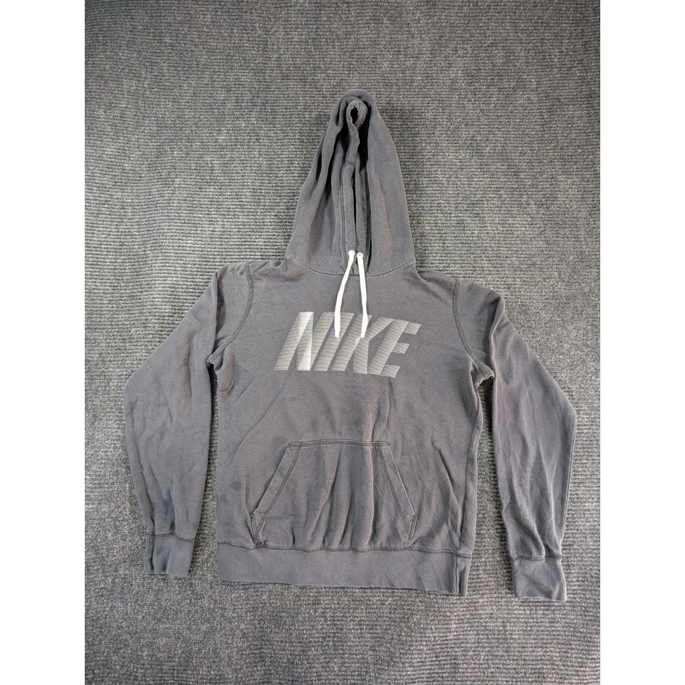 Nike Hoodie Mens Large Gray Cotton Graphic Logo Long Sleeve Drawstring Pullover